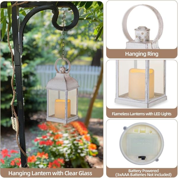White Lanterns Decorative Indooor for Wedding: 6 Pcs Farmhouse Candle Lantern Bulk for Tables Centerpieces Small Outdoor Candle Holder - Image 2