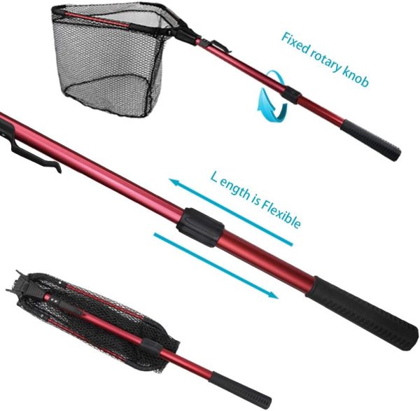 YVLEEN Folding Fishing Net - Foldable Fish Landing Net Robust Aluminum Telescopic Pole Handle and Nylon Mesh 16inch Hoop Size - Image 6